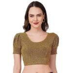 Readymade Shining Lycra Stretchable Round Neck Half Sleeve Blouses || Womens Mettalic Stretchable Readymade Blouses