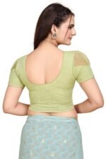 Short Sleeve with Organza Patch Sleeve Readymade Saree Blouse for Women Stylish (CH1095 - Image 2