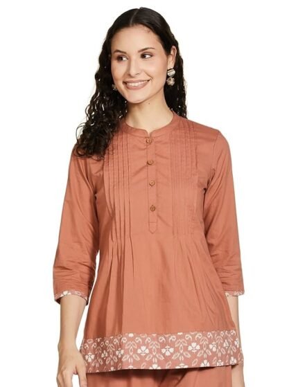 Women's Printed Straight Cotton Short Kurti